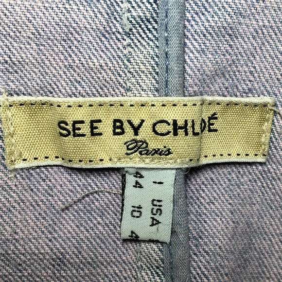 See by Chloe Vintage Lavender Blue Long Sleeve Denim Jacket | Blazer Size 10 - Picture 8 of 8